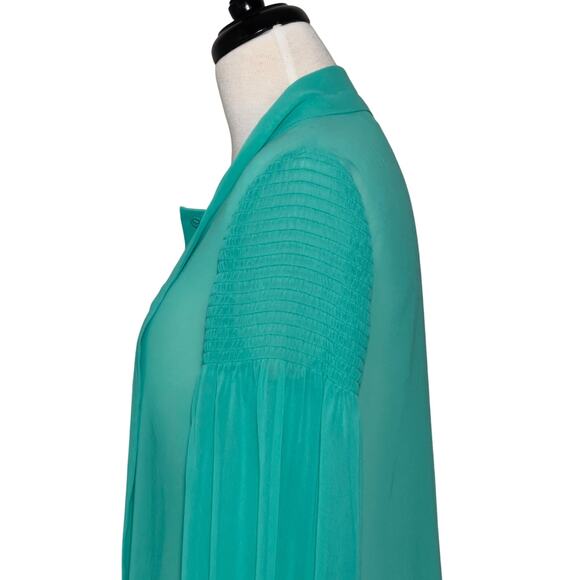 Diane von Furstenberg SZ S Teal Blue Green Long Sleeve Blouse - Picture 6 of 9